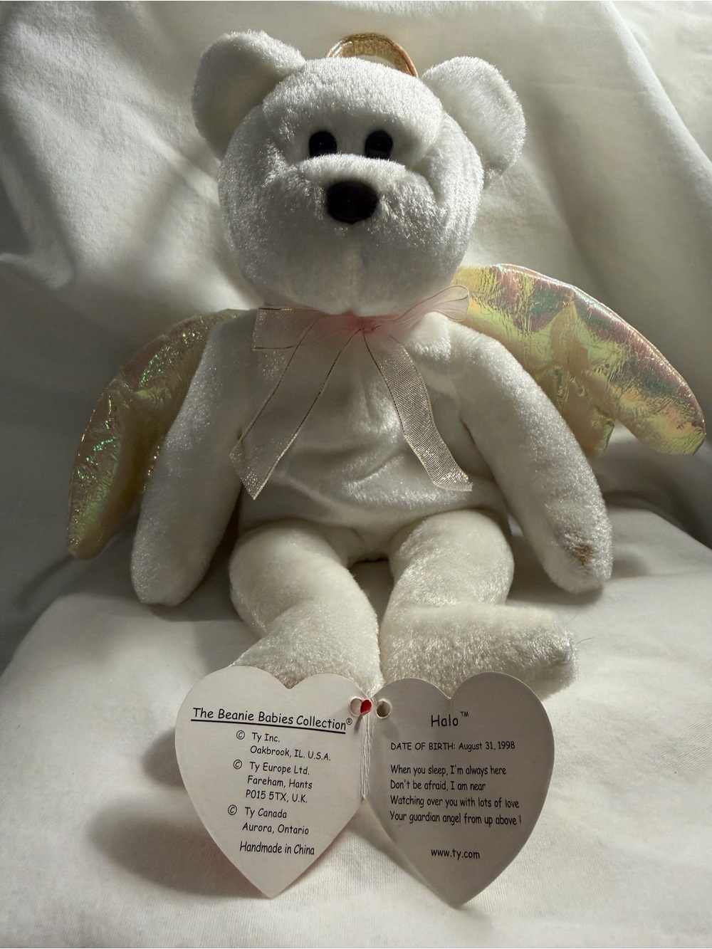Beanie baby Halo White bear with Angel wings 1998 vintage